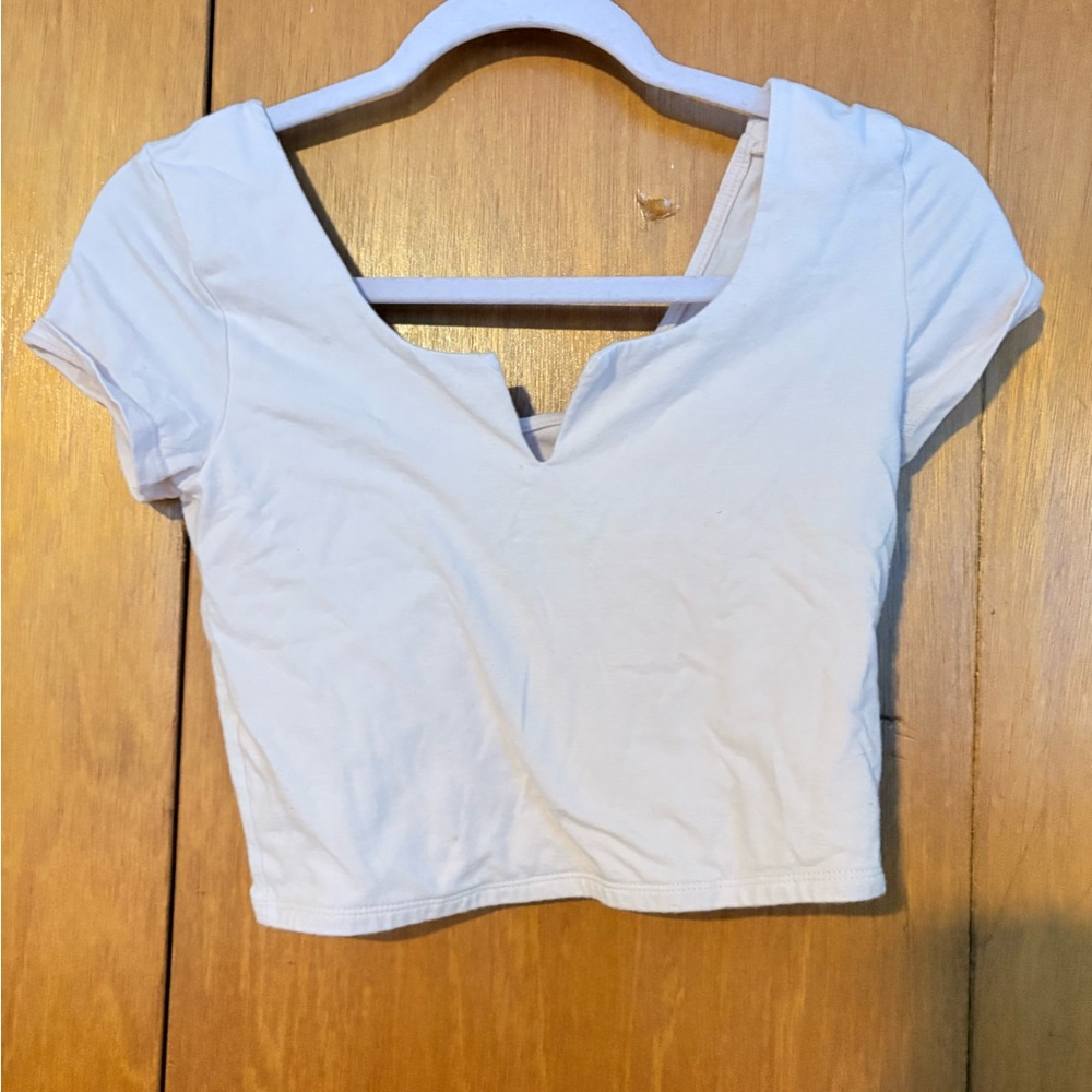 Aeropostale White V-Neck Crop Top